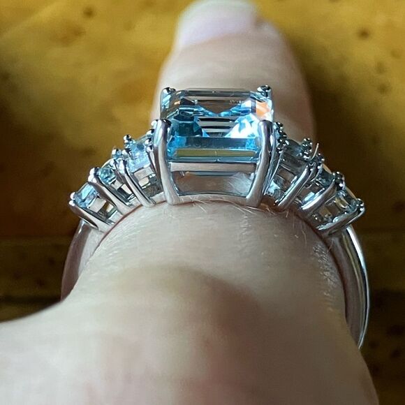 Sky Blue Topaz Sterling Silver Ring Size 10 - Picture 2 of 9